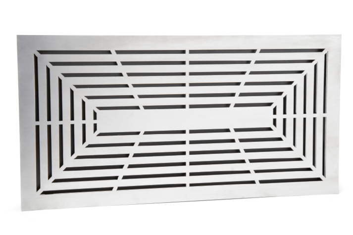 Lüftungsgitter putzbündig Front Edelstahl - Hintergrund schwarz