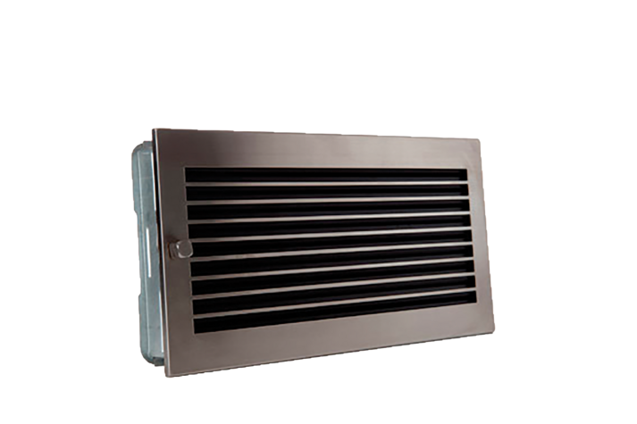 Warmluftgitter 45/23 schwarz, Blende Edelstahl matt