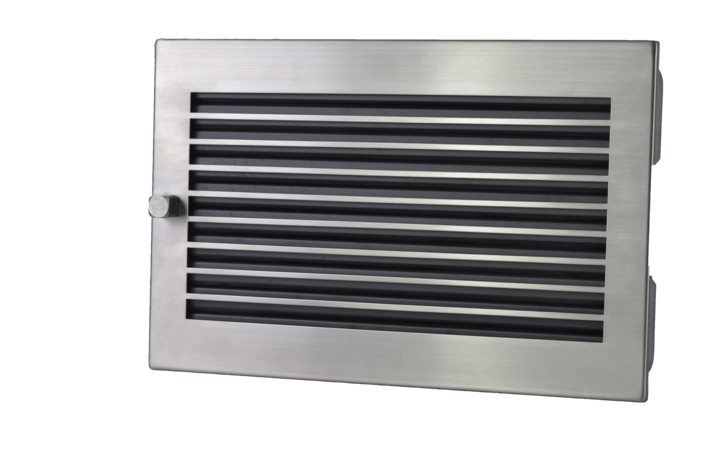 Warmluftgitter 35/23 schwarz, Blende Edelstahl matt