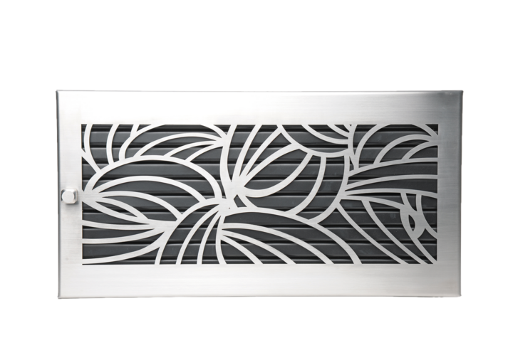 Warmluftgitter 45x23cm schwarz mit Designmaske 2 Edelstahl matt