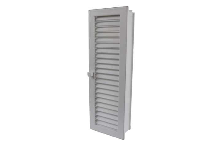 Warmluftgitter hochkant mit kurzen Lamellen 15 x 45 weiß, putzbündig