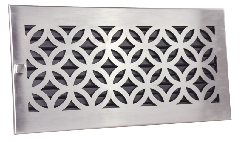 Warmluftgitter 45x23cm schwarz mit Designmaske 1 Edelstahl matt