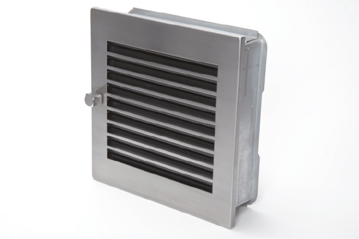 Warmluftgitter 23/23 schwarz, Blende Edelstahl matt