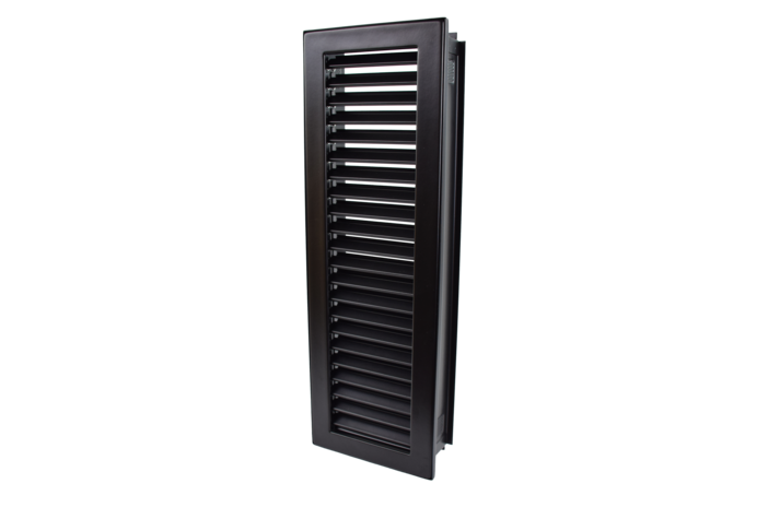 Kaltluftgitter hochkant mit kurzen Lamellen 15 x 45 schwarz, putzbündig