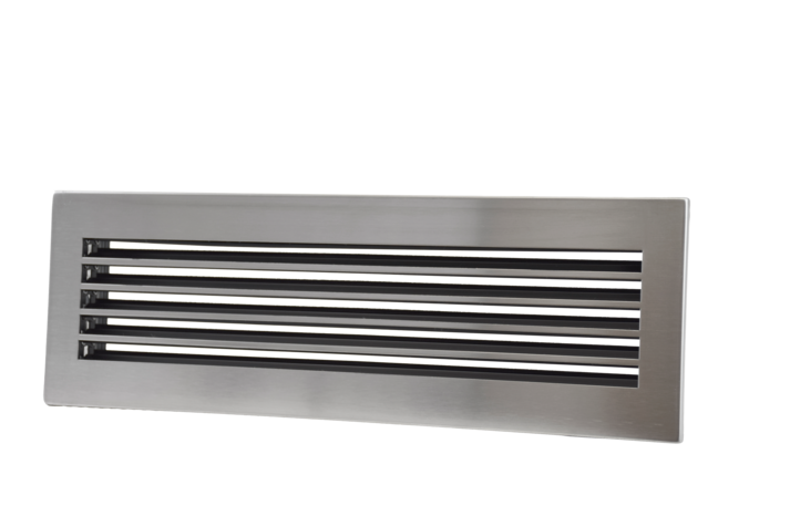 Kaltuftgitter 45/15 schwarz, Blende Edelstahl matt