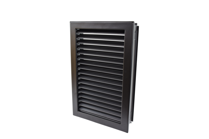 Kaltluftgitter hochkant mit kurzen Lamellen 23 x 35 schwarz, putzbündig