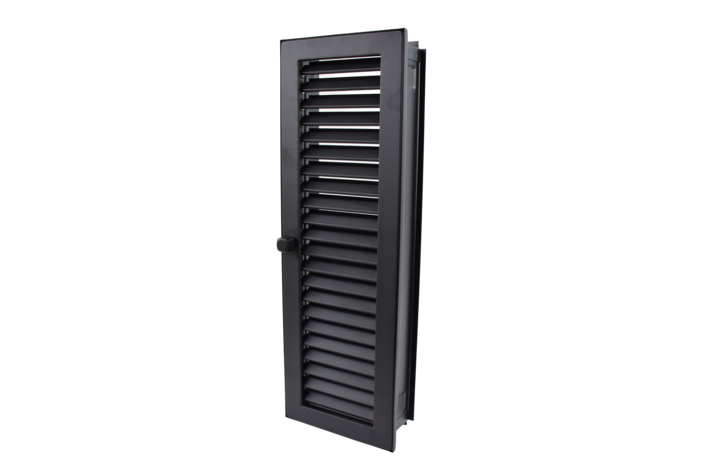 Warmluftgitter hochkant mit kurzen Lamellen 15 x 45 schwarz, putzbündig