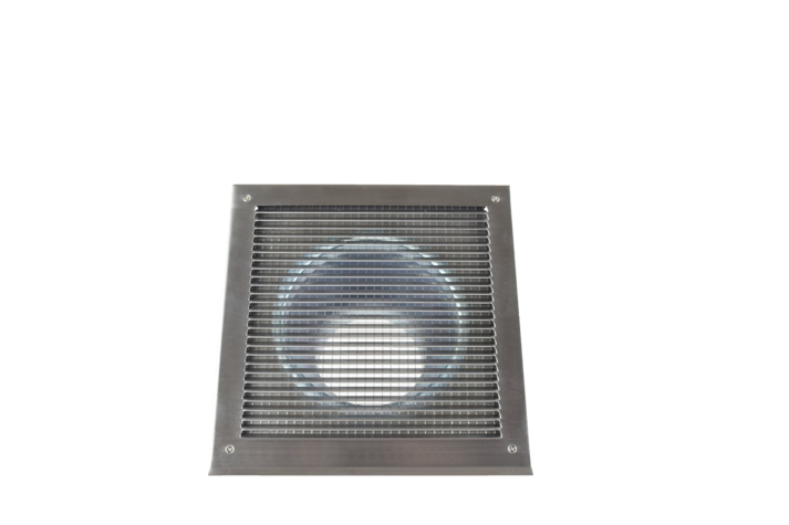 Außenluftgitter standard 23x23cm, Anschlussstutzen ø100mm, Edelstahl