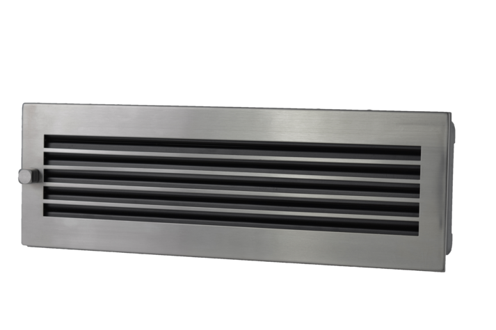 Warmluftgitter 45/15 schwarz, Blende Edelstahl matt