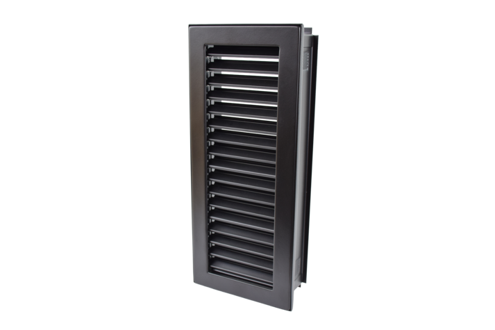 Kaltluftgitter hochkant mit kurzen Lamellen 15 x 35 schwarz, putzbündig