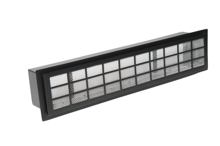 Gitter aktive Hinterlüftung 55cm schwarz, rechteckiger Auslass