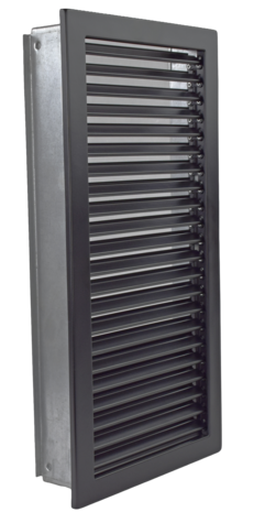 Kaltluftgitter hochkant mit kurzen Lamellen 23 x 45 in schwarz