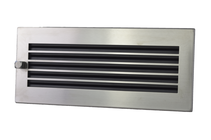 Warmluftgitter 35/15 schwarz, Blende Edelstahl matt